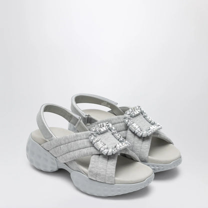ROGER VIVIER Viv' Run slingback sandals grey with crystals
