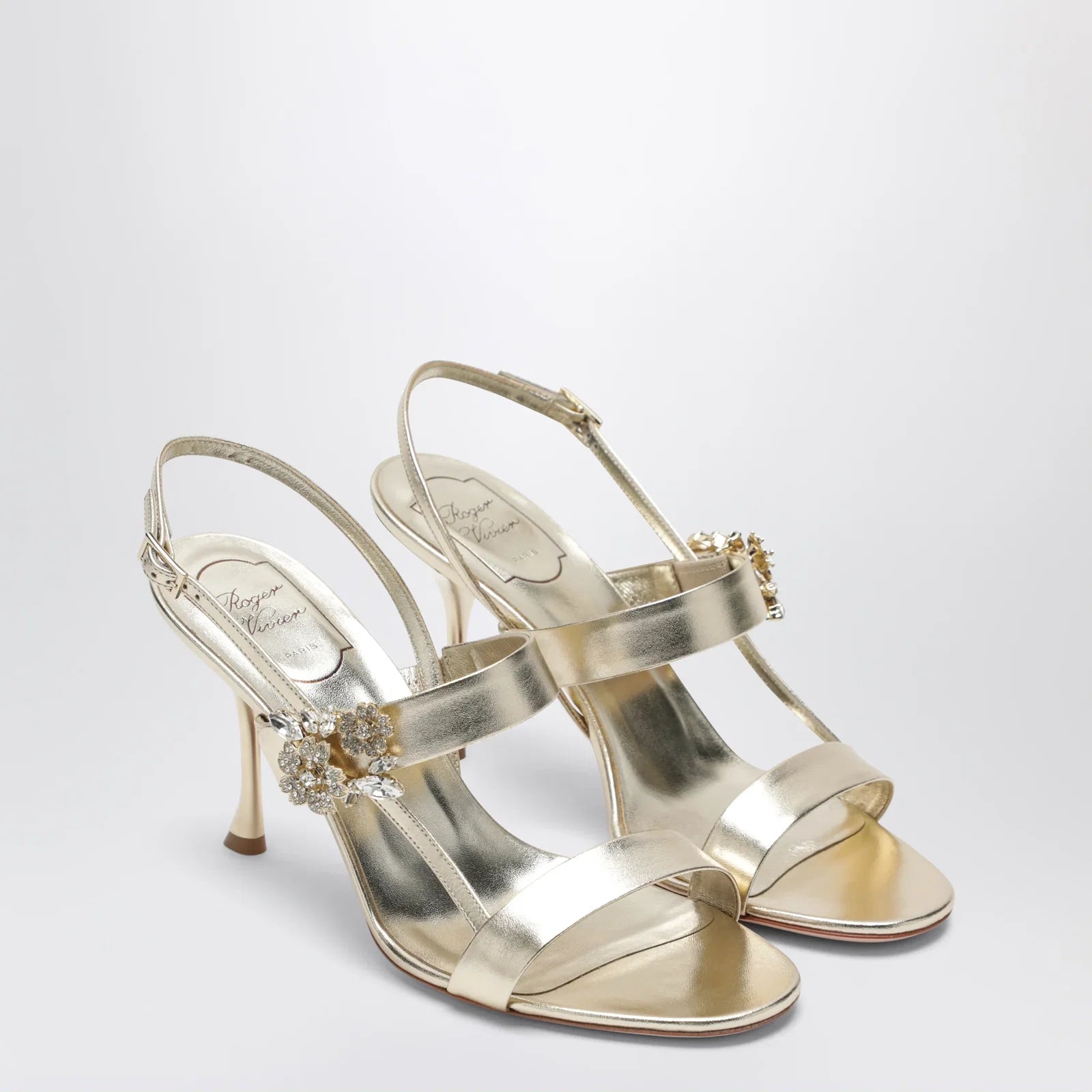 ROGER VIVIER Gold leather Efflorescence sandals