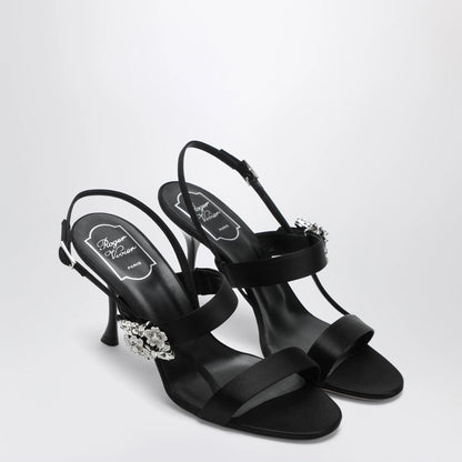 ROGER VIVIER Black satin Efflorescence sandals