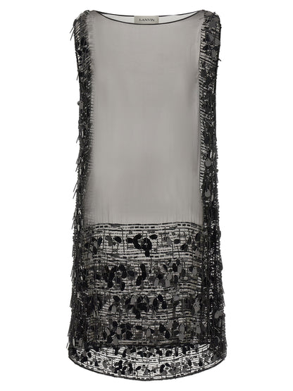 Lanvin Embroidered Silk Tunic Dress