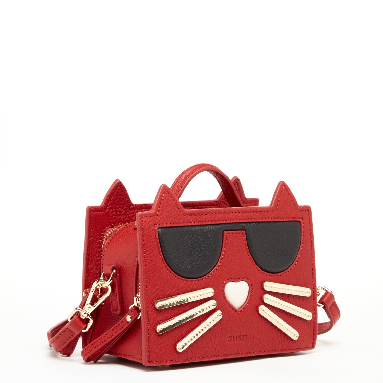 Leather Cat Bag Red Crossbody