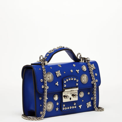 The Hollywood Studded Leather Crossbody Bag Cobalt Blue