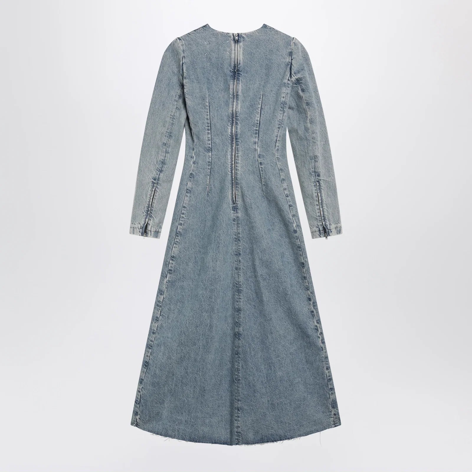 Maison Margiela Cup-shoulder denim midi dress in ice blue