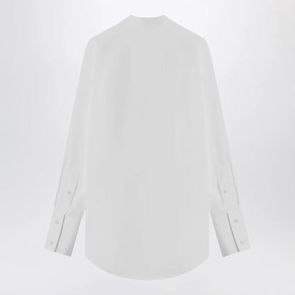 Maison Margiela Deep V-neck cotton poplin shirt in white