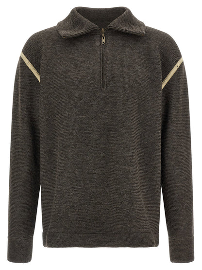 Maison Margiela Elbow Patch Quarter-zip  Reversible Sweater