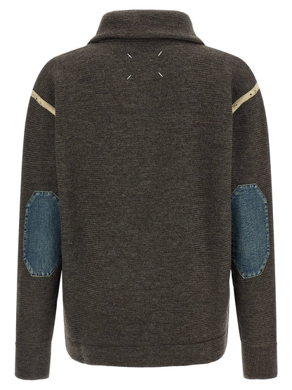 Maison Margiela Elbow Patch Quarter-zip  Reversible Sweater
