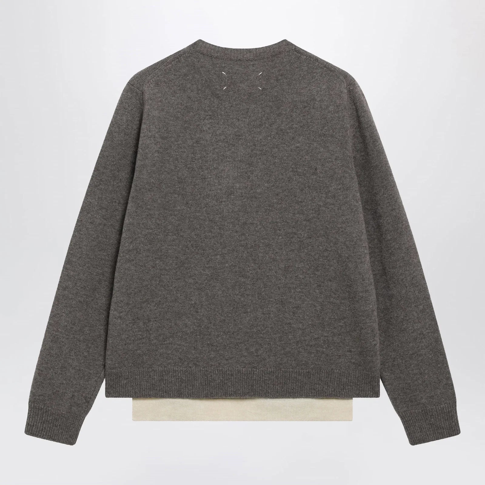 Maison Margiela Crewneck lambswool sweater in mud and ecru