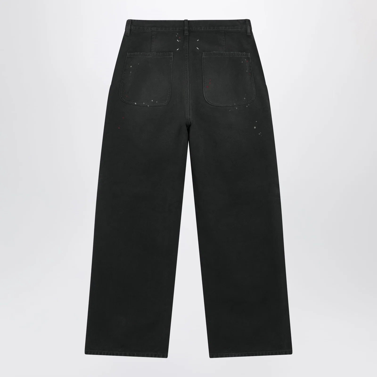 Maison Margiela Double-dyed work trousers in black cotton with spots