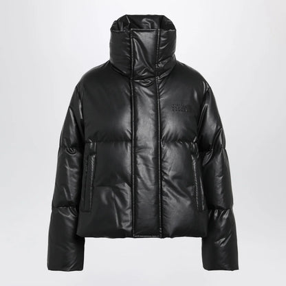 MM6 Maison Margiela Short padded faux leather jacket in black