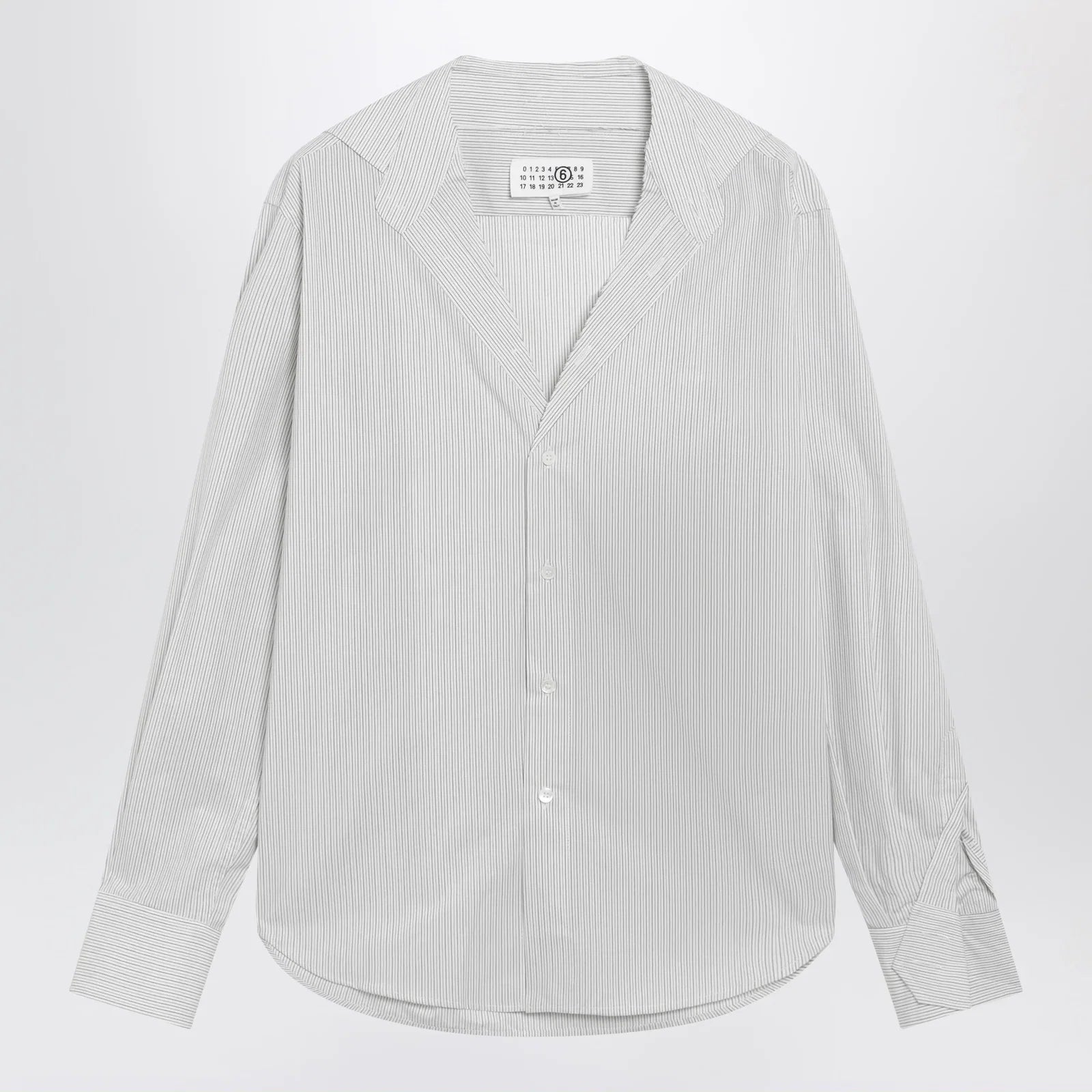 MM6 Maison Margiela Pinstriped cotton shirt with V-neck