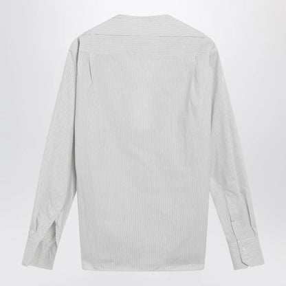 MM6 Maison Margiela Pinstriped cotton shirt with V-neck