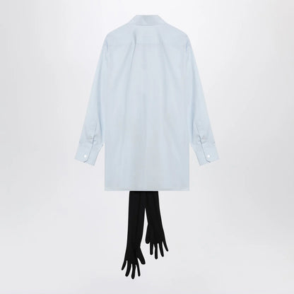 MM6 Maison Margiela Light blue cotton shirt with gloves