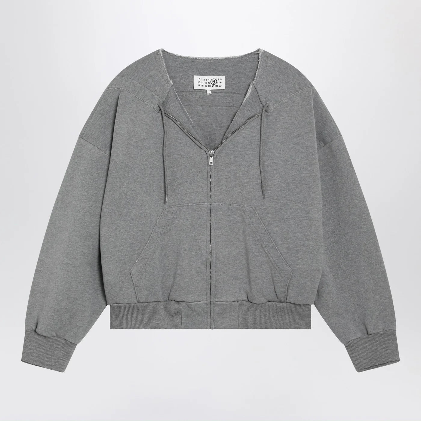 MM6 Maison Margiela Felpa con zip e coulisse in cotone grigia