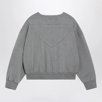 MM6 Maison Margiela Felpa con zip e coulisse in cotone grigia