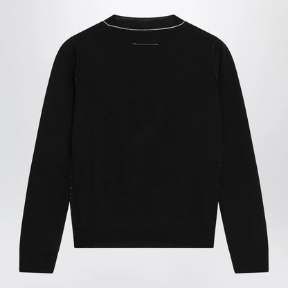 MM6 Maison Margiela Wool-blend sweater with contrast trim in black