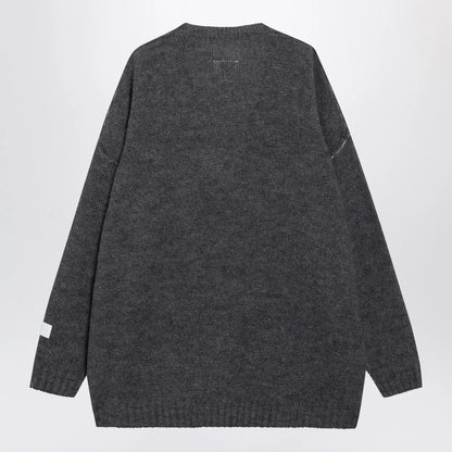 MM6 Maison Margiela Grey mélange oversized V-neck knit sweater