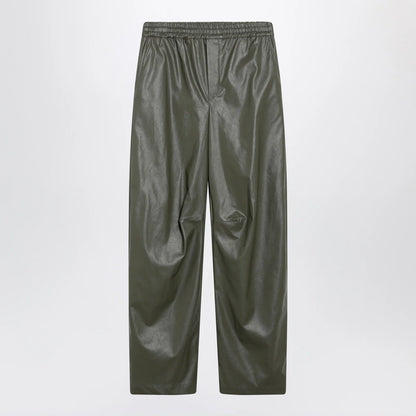 MM6 Maison Margiela Khaki green wide-leg trousers in faux leather
