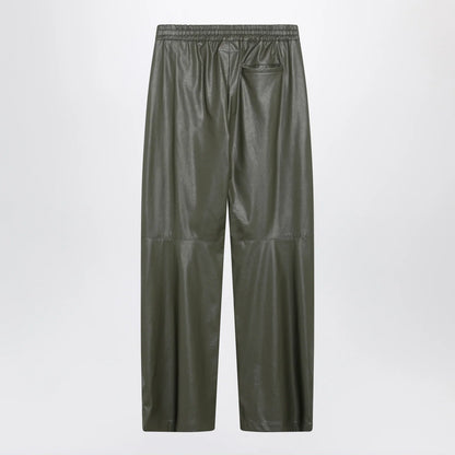 MM6 Maison Margiela Khaki green wide-leg trousers in faux leather