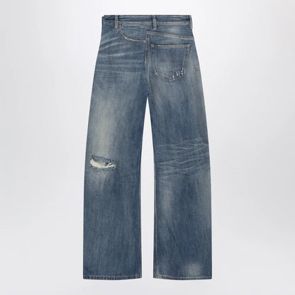 MM6 Maison Margiela Distressed wide-leg denim jeans in medium blue