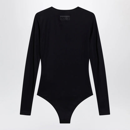 MM6 Maison Margiela Black lycra jersey bodysuit
