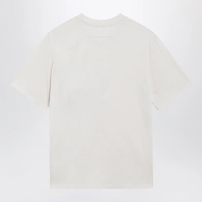 MM6 Maison Margiela Écru draped T-shirt with logo patch