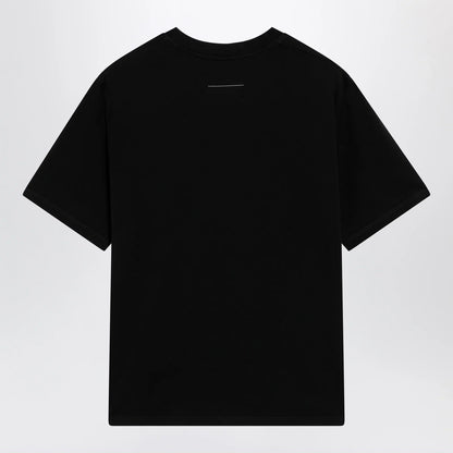 MM6 Maison Margiela Black draped T-shirt with logo patch