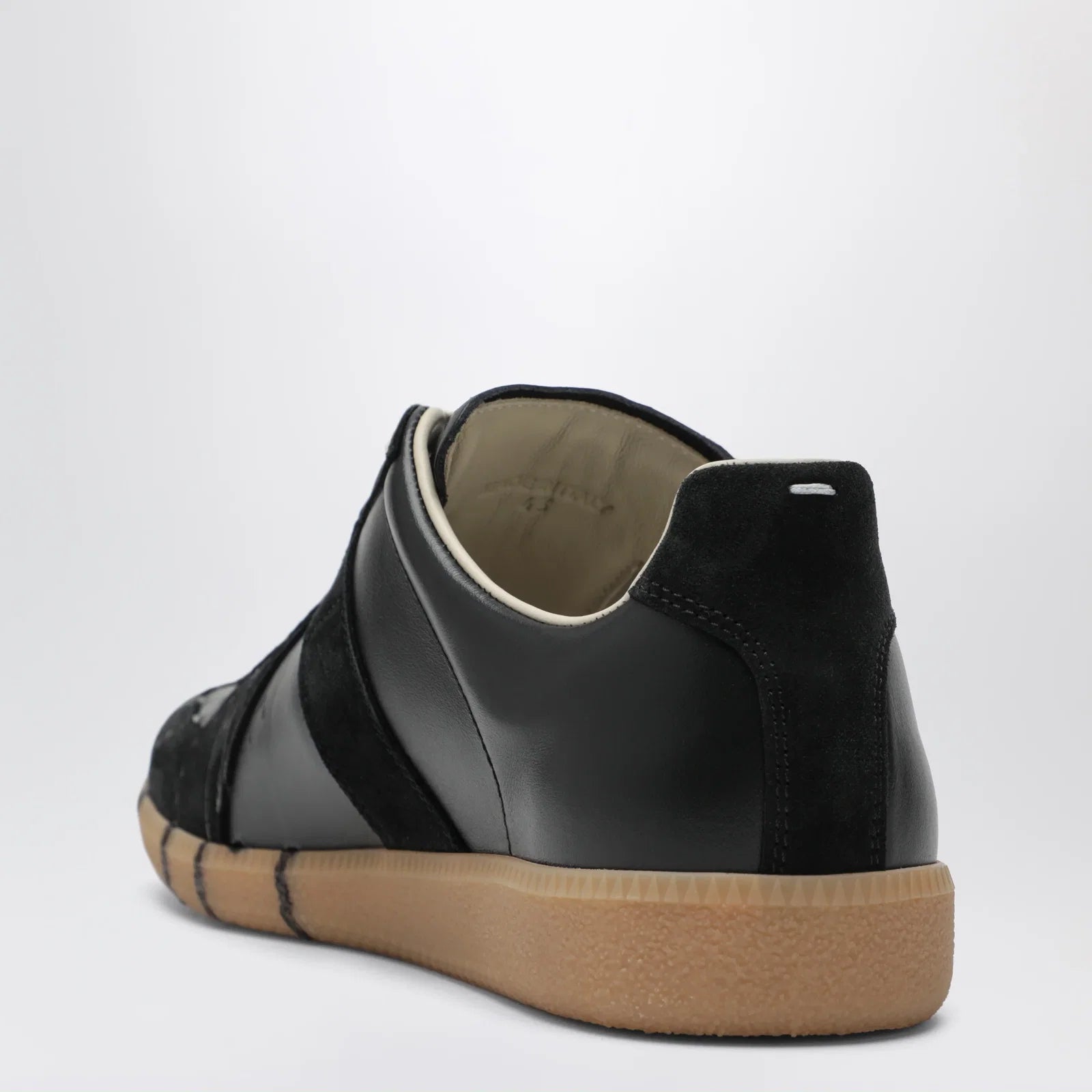 Maison Margiela Replica paint-splattered calfskin and suede sneakers, black