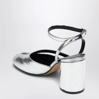 Maison Margiela Silver Tabi Sandals In Broken Mirror Finish