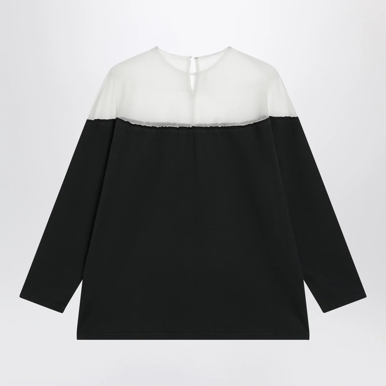 MM6 Maison Margiela Black top with logo print and sheer insert