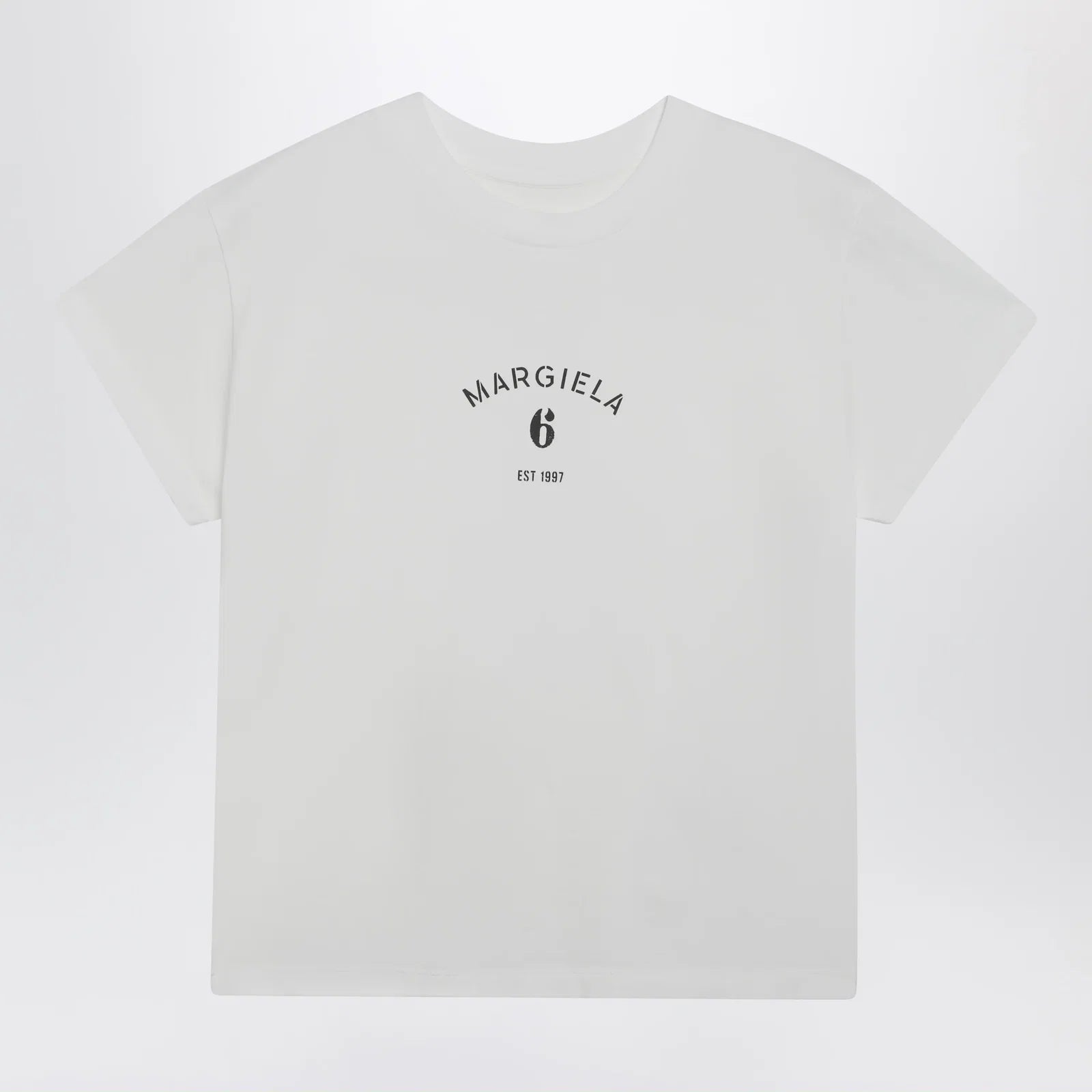 MM6 Maison Margiela Off-white cotton jersey T-shirt with numeric embroidery
