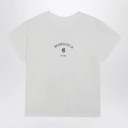 MM6 Maison Margiela Off-white cotton jersey T-shirt with numeric embroidery