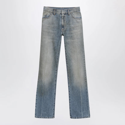 MM6 Maison Margiela Straight-leg high-waist cotton jeans in medium blue