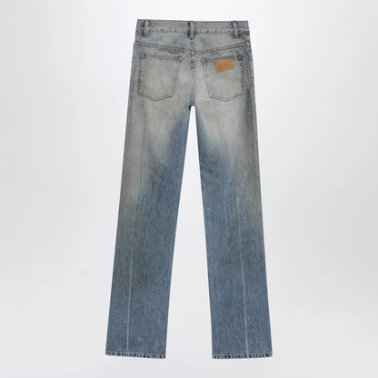MM6 Maison Margiela Straight-leg high-waist cotton jeans in medium blue