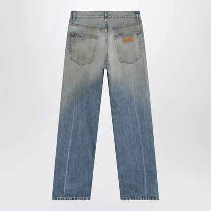 MM6 Maison Margiela Straight-leg trompe-l'œil cotton jeans in medium blue