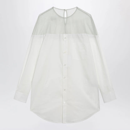 MM6 Maison Margiela Cotton shirt with sheer panels in off-white