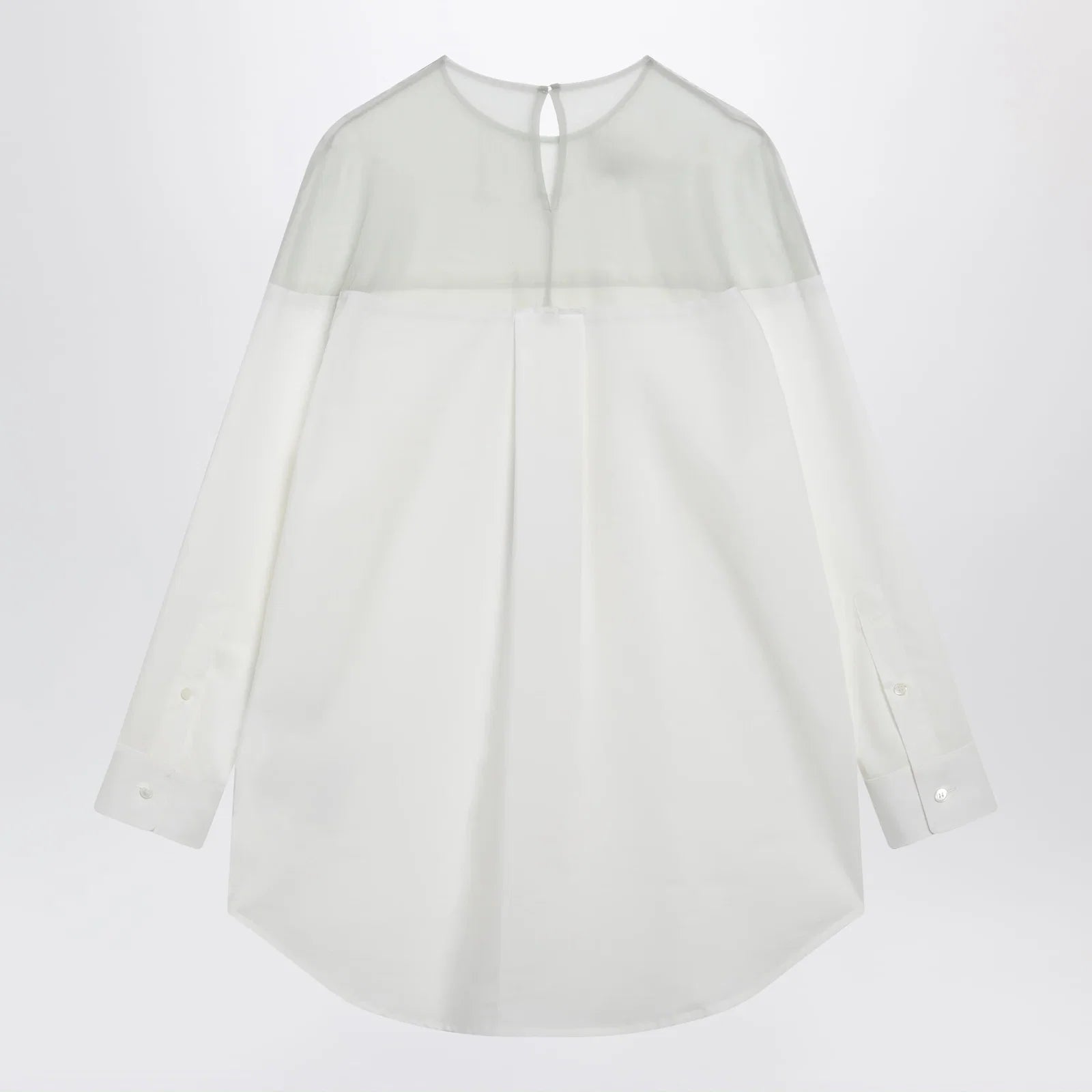 MM6 Maison Margiela Cotton shirt with sheer panels in off-white