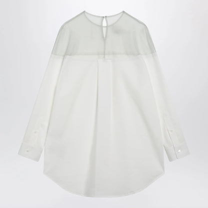 MM6 Maison Margiela Cotton shirt with sheer panels in off-white