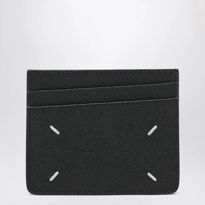 Maison Margiela Four Stitches Card Holder in Black Calf Leather