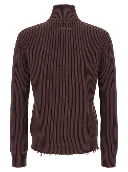 Mm6 Maison Margiela Ribbed Cotton Turtleneck Sweater