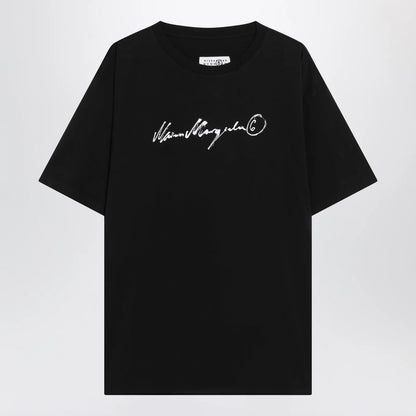 MM6 Maison Margiela Black T-shirt with logo print