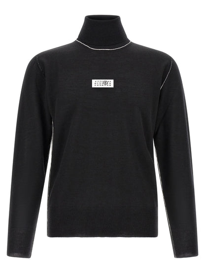 Mm6 Maison Margiela Turtleneck Sweater With Contrast Stitching