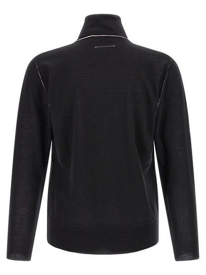 Mm6 Maison Margiela Turtleneck Sweater With Contrast Stitching