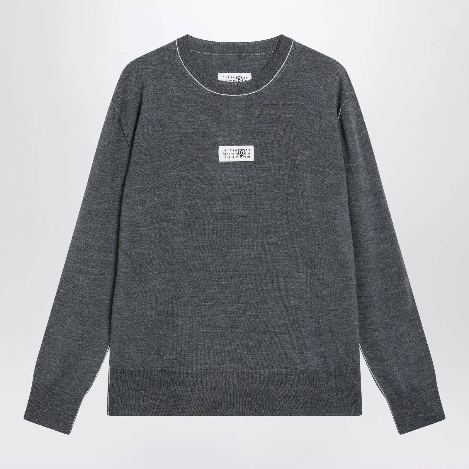 MM6 Maison Margiela Grey wool sweater with Numeric logo