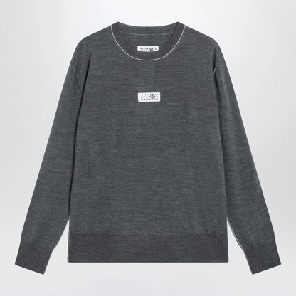 MM6 Maison Margiela Grey wool sweater with Numeric logo