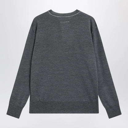 MM6 Maison Margiela Grey wool sweater with Numeric logo