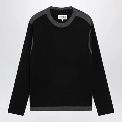 MM6 Maison Margiela Asymmetrical crewneck sweater in black and grey