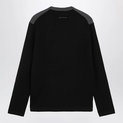 MM6 Maison Margiela Asymmetrical crewneck sweater in black and grey