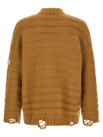 Mm6 Maison Margiela Beige Distressed Cardigan