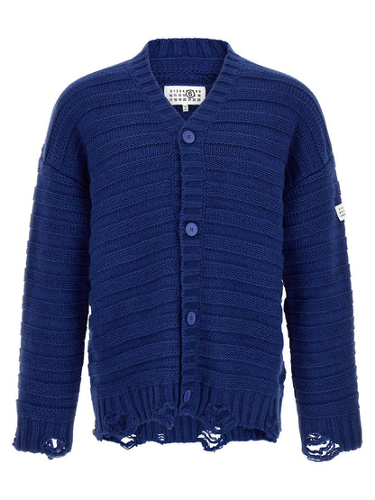 Mm6 Maison Margiela Distressed Wool Cardigan