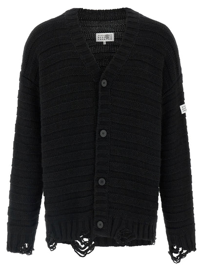 Mm6 Maison Margiela Distressed Wool Cardigan